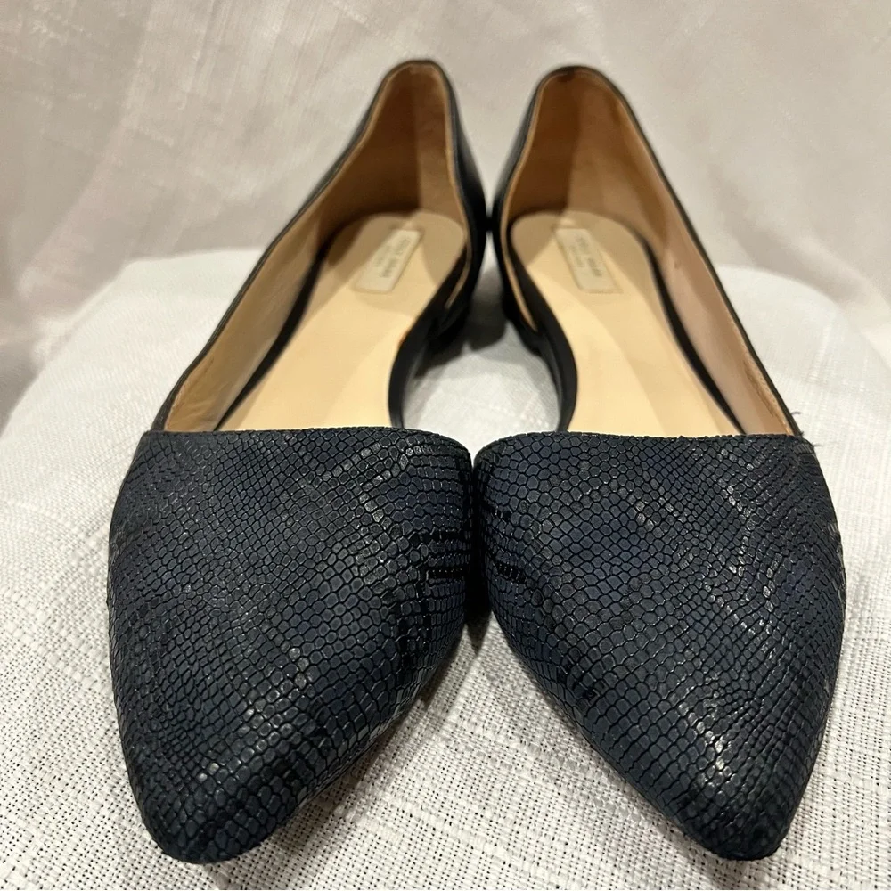 Cole Haan Flats Blue Navy Snakeskin Pattern Pointed Toe Women’s Size 8.5B - Picture 4 of 16